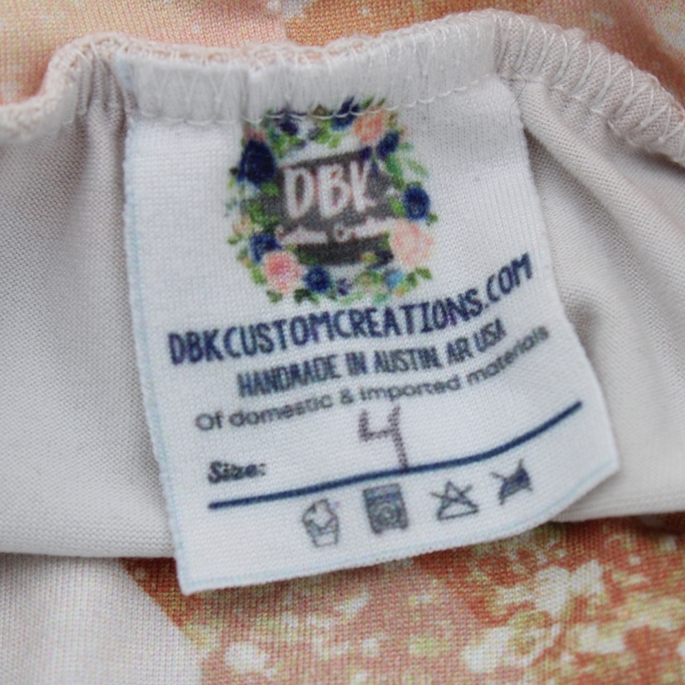 Girls Size 4 Handmade Legging Shorts – Cream Peach Print - Picture 3 of 3